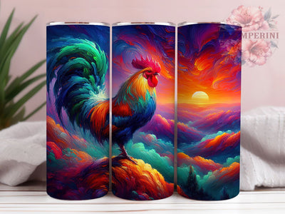 Rustic Rooster Chicken Tumbler, Rooster Design, Farm Theme, Rustic Style, Vibrant Pattern, 20Oz Tumbler, Sublimation Wrap Sublimation Li Zamperini 