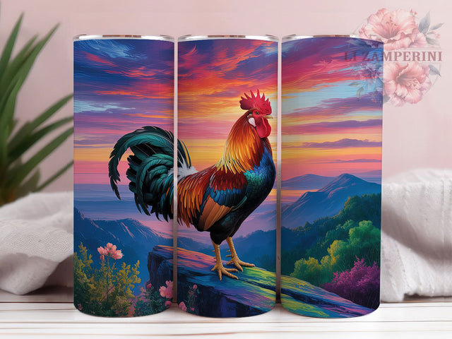 Rustic Rooster Chicken Tumbler, Rooster Design, Farm Theme, Rustic Style, Vibrant Pattern, 20Oz Tumbler, Sublimation Wrap Sublimation Li Zamperini 