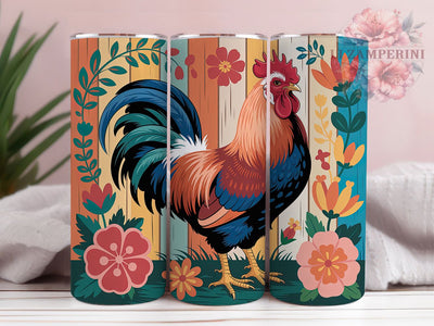 Rustic Rooster Farmhouse Charm 20oz Tumbler, Chicken Floral, Farmhouse Style, Country Charm, Barnyard Theme, 20oz Tumbler Wrap, Sublimation PNG Sublimation Li Zamperini 