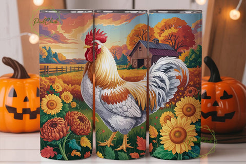 Rustic Rooster Sunflower Farm Tumbler Sublimation PixelChick 