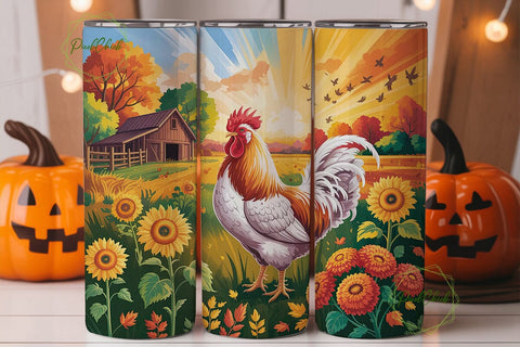 Rustic Rooster Sunflower Farm Tumbler Sublimation PixelChick 
