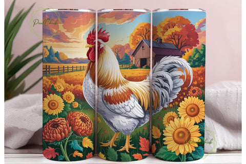 Rustic Rooster Sunflower Farm Tumbler Sublimation PixelChick 