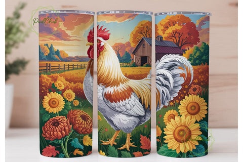 Rustic Rooster Sunflower Farm Tumbler Sublimation PixelChick 
