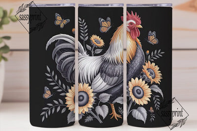 Rustic Rooster & Sunflowers 20oz Tumbler Sublimation sassyprint 