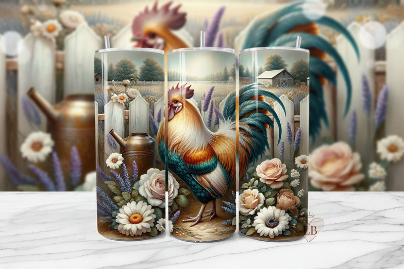 Rustic Rooster Tumbler PNG – Farmhouse Chicken Sublimation Sublimation BijouBay 