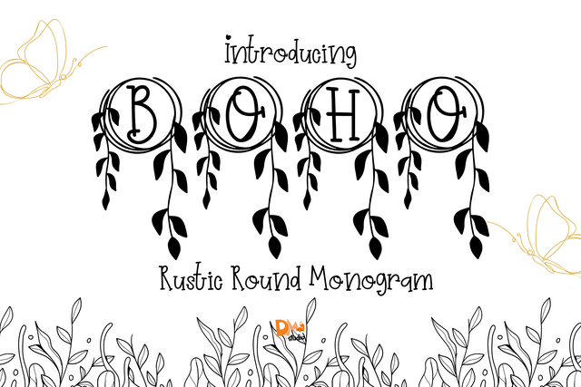 Rustic Round Monogram Font Dm Letter Studio 