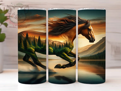 Rustic Seamless Wild Horse 20oz Tumbler, Seamless Pattern, Animal Theme, 20oz Wrap, Sublimation Design, Rustic Style, PNG File Sublimation Lara' s Designs 