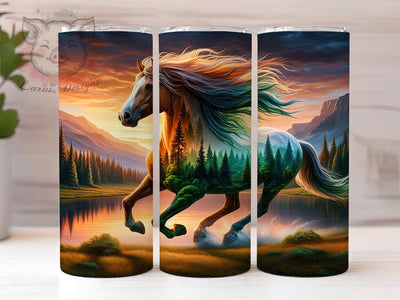 Rustic Seamless Wild Horse 20oz Tumbler, Seamless Pattern, Animal Theme, 20oz Wrap, Sublimation Design, Rustic Style, PNG File Sublimation Lara' s Designs 