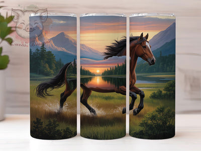 Rustic Seamless Wild Horse 20oz Tumbler, Seamless Pattern, Animal Theme, 20oz Wrap, Sublimation Design, Rustic Style, PNG File Sublimation Lara' s Designs 