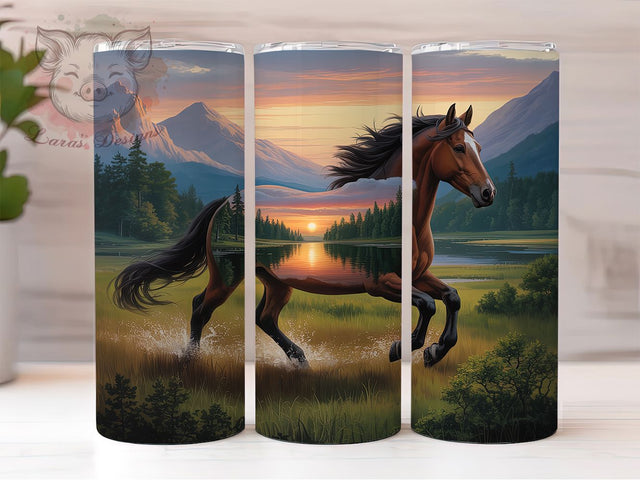 Rustic Seamless Wild Horse 20oz Tumbler, Seamless Pattern, Animal Theme, 20oz Wrap, Sublimation Design, Rustic Style, PNG File Sublimation Lara' s Designs 