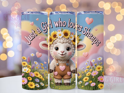 Rustic Sheep Lover Tumbler, Girl Who Loves Sheep Tumbler, Rustic Farm Sheep Wrap, Whimsical Sheep Wrap, Cute Animal Wrap, Sublimation Design, Trendy Gift Idea Sublimation SvggirlplusArt 