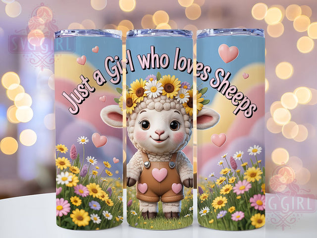 Rustic Sheep Lover Tumbler, Girl Who Loves Sheep Tumbler, Rustic Farm Sheep Wrap, Whimsical Sheep Wrap, Cute Animal Wrap, Sublimation Design, Trendy Gift Idea Sublimation SvggirlplusArt 