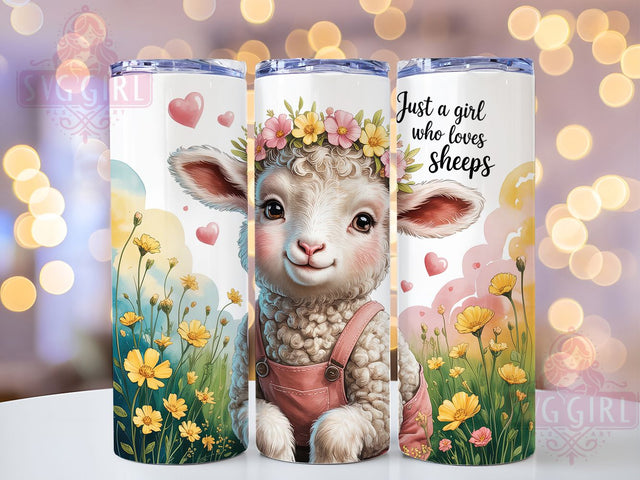 Rustic Sheep Lover Tumbler, Girl Who Loves Sheep Tumbler, Rustic Farm Sheep Wrap, Whimsical Sheep Wrap, Cute Animal Wrap, Sublimation Design, Trendy Gift Idea Sublimation SvggirlplusArt 