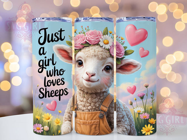 Rustic Sheep Lover Tumbler, Girl Who Loves Sheep Tumbler, Rustic Farm Sheep Wrap, Whimsical Sheep Wrap, Cute Animal Wrap, Sublimation Design, Trendy Gift Idea Sublimation SvggirlplusArt 