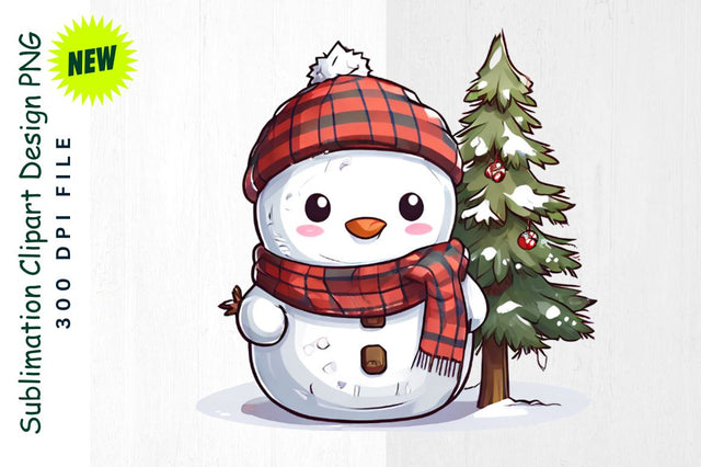 Rustic Snowman with Pine Tree And Campfire Sublimation Clipart Sublimation Regulrcrative 