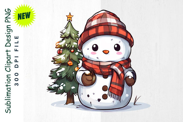 Rustic Snowman with Pine Tree And Campfire Sublimation Clipart Sublimation Regulrcrative 