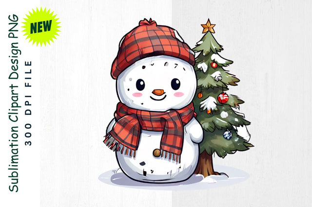 Rustic Snowman with Pine Tree And Campfire Sublimation Clipart Sublimation Regulrcrative 
