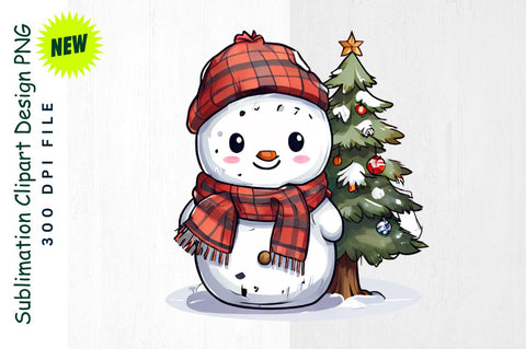 Rustic Snowman with Pine Tree And Campfire Sublimation Clipart Sublimation Regulrcrative 