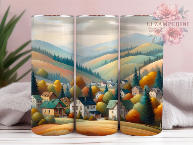 Rustic Spring Cottagecore Village Tumbler, Spring Village Tumbler, Rustic Cottage Wrap, Whimsical Spring Wrap, Country Village Wrap, Sublimation Design, Trendy Gift Idea Sublimation Li Zamperini 