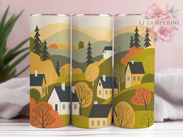 Rustic Spring Cottagecore Village Tumbler, Spring Village Tumbler, Rustic Cottage Wrap, Whimsical Spring Wrap, Country Village Wrap, Sublimation Design, Trendy Gift Idea Sublimation Li Zamperini 