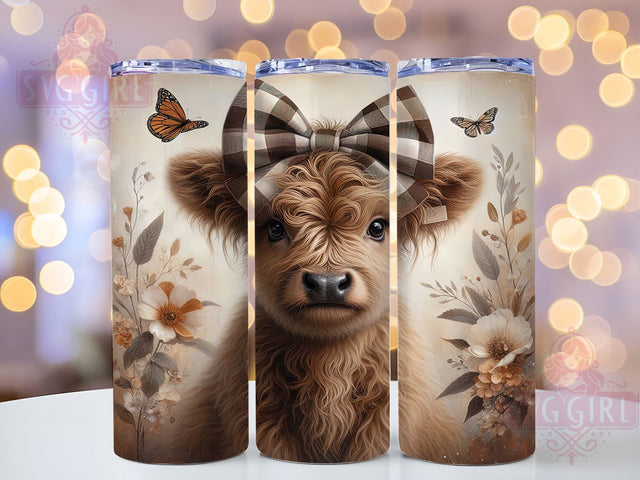 Rustic Spring Highland Cow Tumbler, Spring Floral Tumbler, Rustic Cow Wrap, Country Spring Wrap, Farmhouse Cow Wrap, Sublimation Design, Trendy Gift Idea Sublimation SvggirlplusArt 