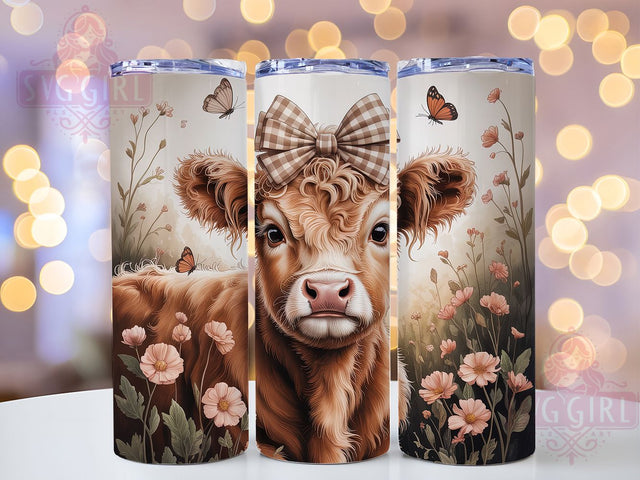 Rustic Spring Highland Cow Tumbler, Spring Floral Tumbler, Rustic Cow Wrap, Country Spring Wrap, Farmhouse Cow Wrap, Sublimation Design, Trendy Gift Idea Sublimation SvggirlplusArt 
