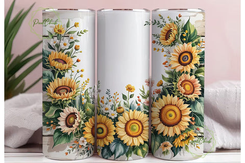 Rustic Sunflower 20oz Tumbler Wrap Sublimation PixelChick 