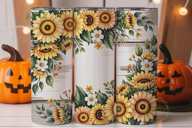 Rustic Sunflower 20oz Tumbler Wrap Sublimation PixelChick 