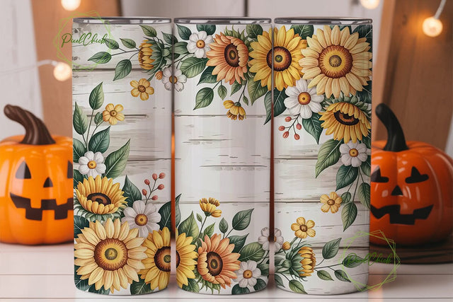 Rustic Sunflower 20oz Tumbler Wrap Sublimation PixelChick 