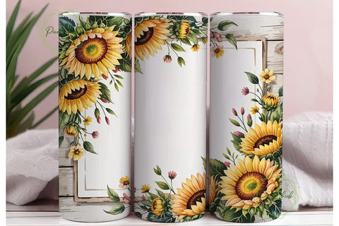 Rustic Sunflower 20oz Tumbler Wrap Sublimation PixelChick 