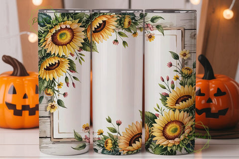 Rustic Sunflower 20oz Tumbler Wrap Sublimation PixelChick 