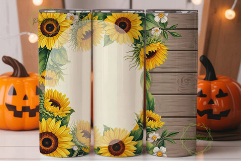 Rustic Sunflower 20oz Tumbler Wrap Sublimation PixelChick 