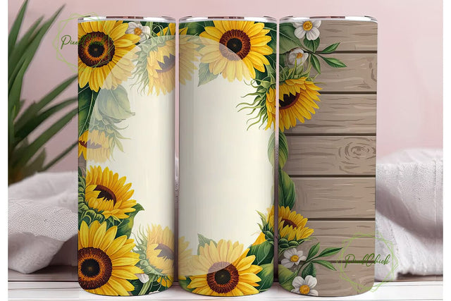 Rustic Sunflower 20oz Tumbler Wrap Sublimation PixelChick 