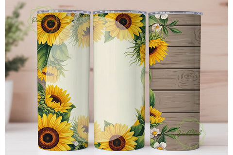 Rustic Sunflower 20oz Tumbler Wrap Sublimation PixelChick 