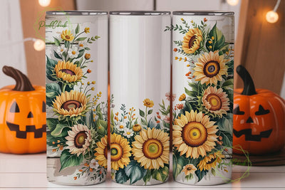 Rustic Sunflower 20oz Tumbler Wrap Sublimation PixelChick 