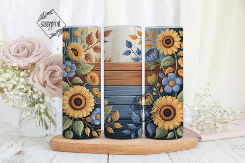 Rustic Sunflower & Blue Floral 20oz Sublimation sassyprint 