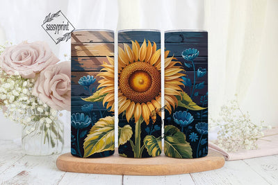 Rustic Sunflower & Blue Floral 20oz Sublimation sassyprint 