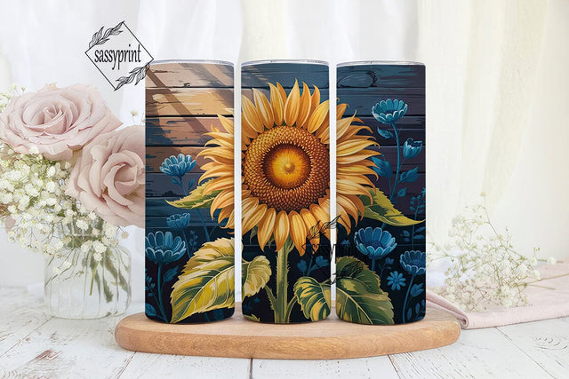 Rustic Sunflower & Blue Floral 20oz Sublimation sassyprint 