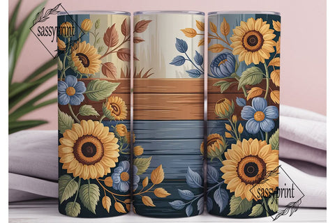 Rustic Sunflower & Blue Floral 20oz Sublimation sassyprint 