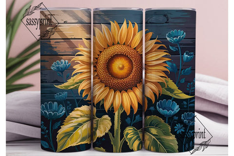 Rustic Sunflower & Blue Floral 20oz Sublimation sassyprint 