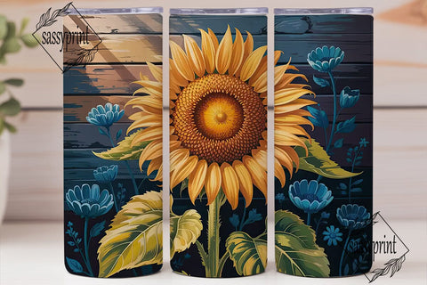 Rustic Sunflower & Blue Floral 20oz Sublimation sassyprint 