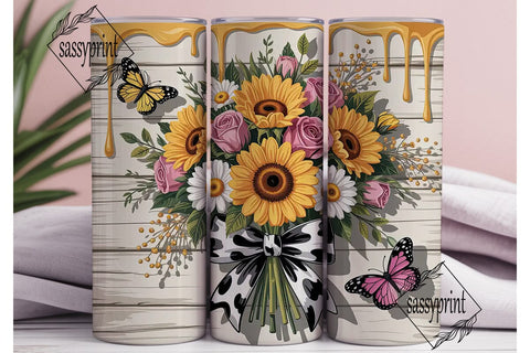 Rustic Sunflower Bouquet 20oz Tumbler Sublimation sassyprint 
