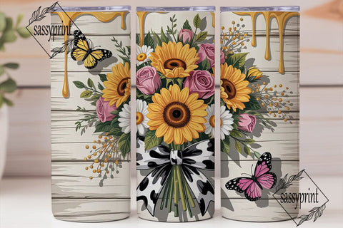 Rustic Sunflower Bouquet 20oz Tumbler Sublimation sassyprint 
