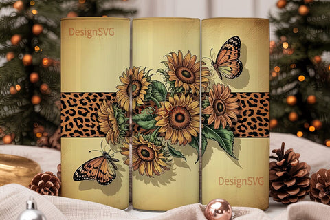 Rustic Sunflower & Butterfly 20oz Sublimation DesignSVG 