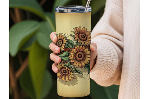 Rustic Sunflower & Butterfly 20oz Sublimation DesignSVG 