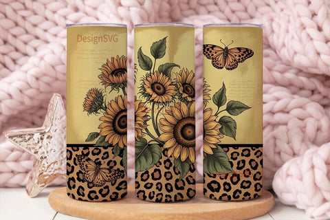 Rustic Sunflower & Butterfly 20oz Sublimation DesignSVG 