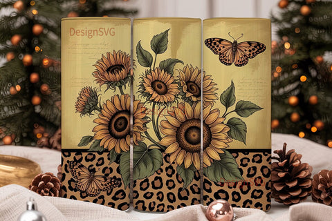 Rustic Sunflower & Butterfly 20oz Sublimation DesignSVG 
