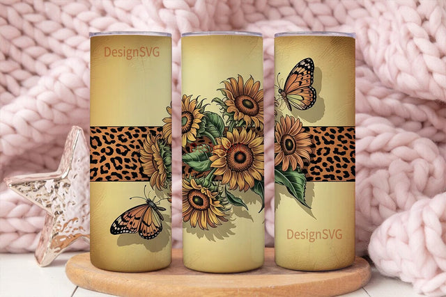 Rustic Sunflower & Butterfly 20oz Sublimation DesignSVG 