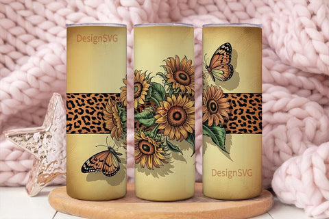 Rustic Sunflower & Butterfly 20oz Sublimation DesignSVG 