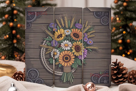 Rustic Sunflower & Daisy 20oz Tumbler Sublimation DesignSVG 